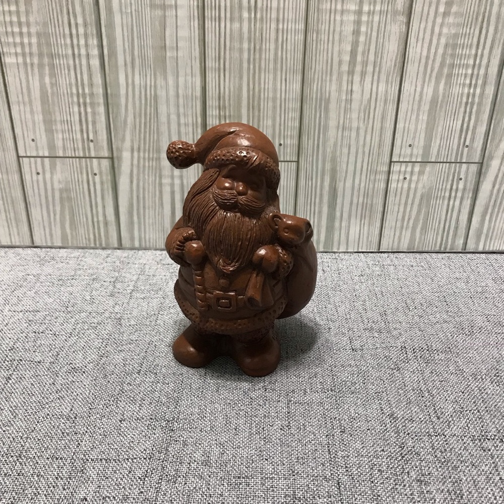 Vintage Pecan Resin Santa Figurine